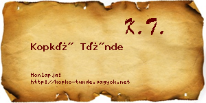 Kopkó Tünde névjegykártya